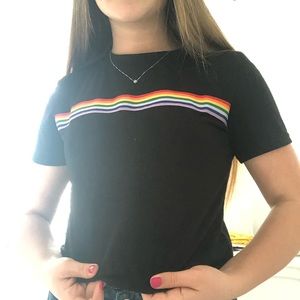 💖Black Rainbow Stripe Tee